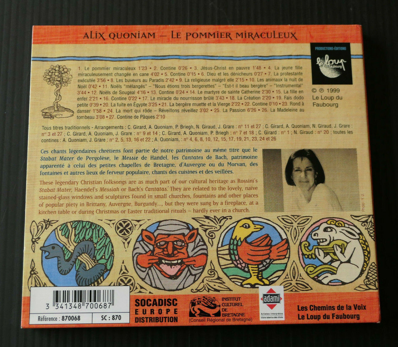 CD ALIX QUONIAM / LE POMMIER MIRACULEUX / CHANTS LEGENDAIRES / 1999
