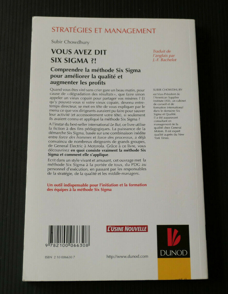 VOUS AVEZ DIT SIX SIGMA ?! / SUBIR CHOWDHURY / DUNOD 2002