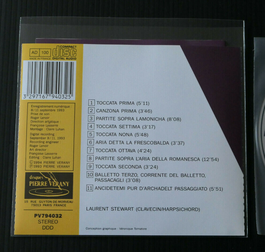 CD FRESCOBALDI OEUVRES POUR CLAVECIN HARPSICHORD WORKS / LAURENT STEWART / 1994