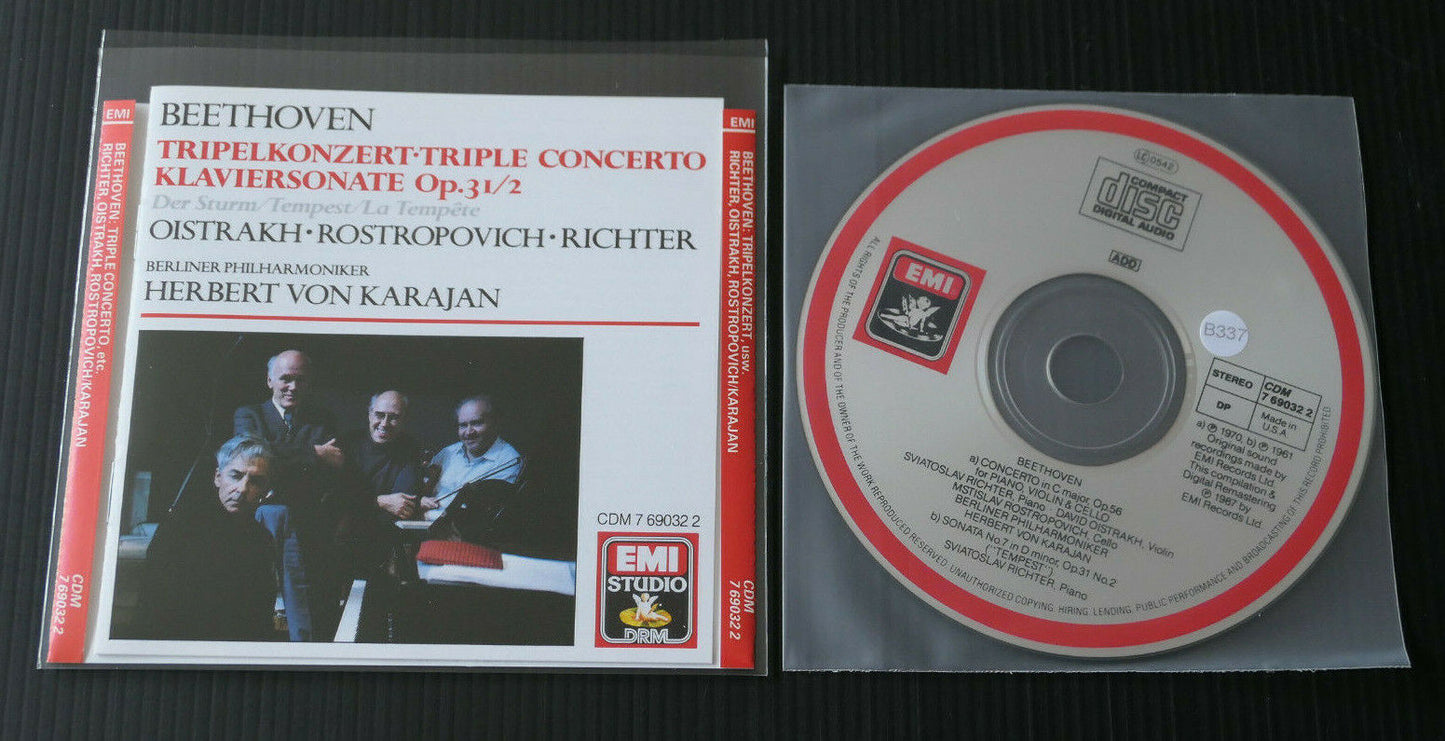 CD BEETHOVEN / TRIPELKONZERT KLAVIERSONATE OP.31/2 HERBERT VON KARAJAN / 1987