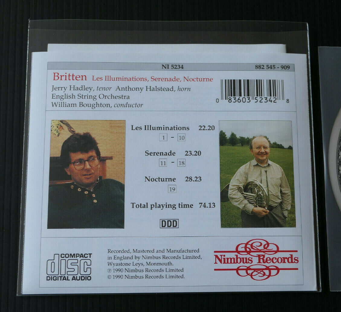 CD BENJAMIN BRITTEN / JERRY HADLEY / ANTHONY HALSTEAD / ENGLISH STRING ORCHESTRA