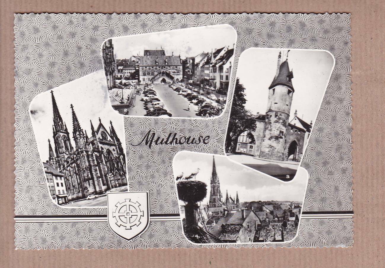 CPSM BLACK & WHITE POSTCARD / MULHOUSE MULTIVIEW (1963)