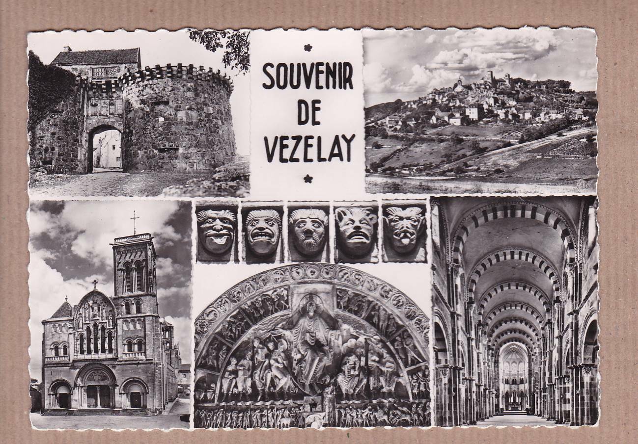 CARTE POSTALE CPSM NOIR & BLANC / SOUVENIR DE VEZELAY MULTIVUE YONNE