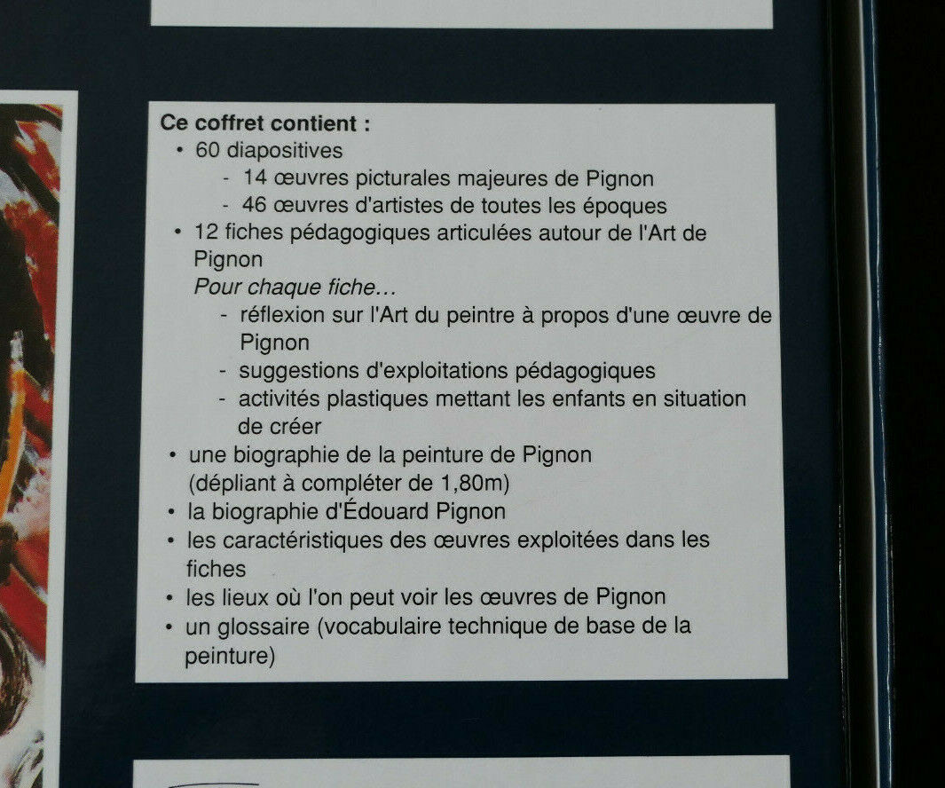 EDOUARD PIGNON / COFFRET 60 DIAPOSITIVES + FICHES + BIOGRAPHIE / 1990 / PEINTURE