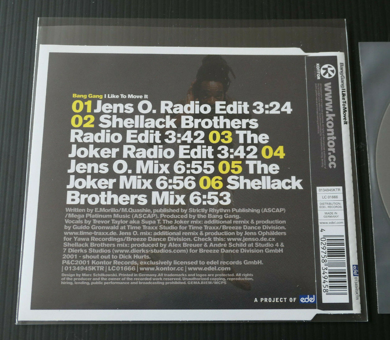 MAXI CD 6 TITRES BANG GANG / I LIKE TO MOVE IT / 2001