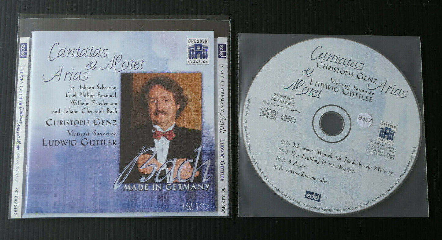 CD BACH CANTATAS & MOTET ARIAS / CHRISTOPH GENZ LUDWIG GUTTLER / DRESDEN 2000