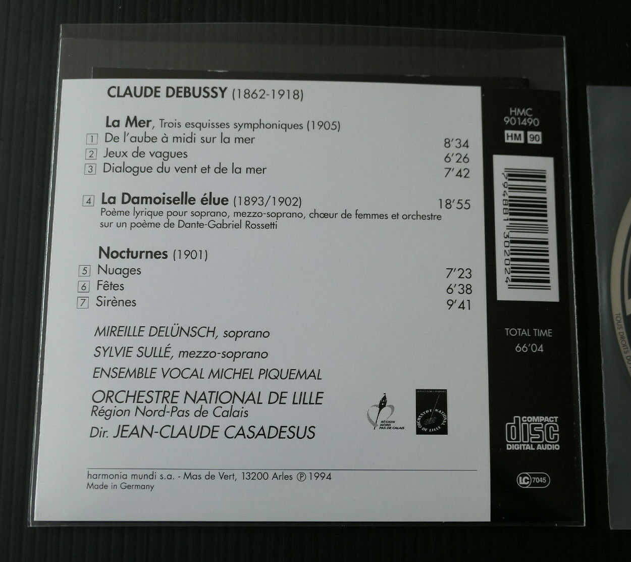 CD DEBUSSY / LA MER / NOCTURNES / LA DEMOISELLE ELUE / CASADESUS HARMONIA MUNDI