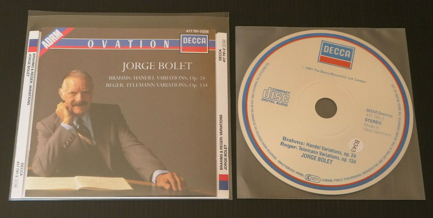 CD JORGE BOLET / BRAHMS & REGER VARIATIONS / DECCA 1989