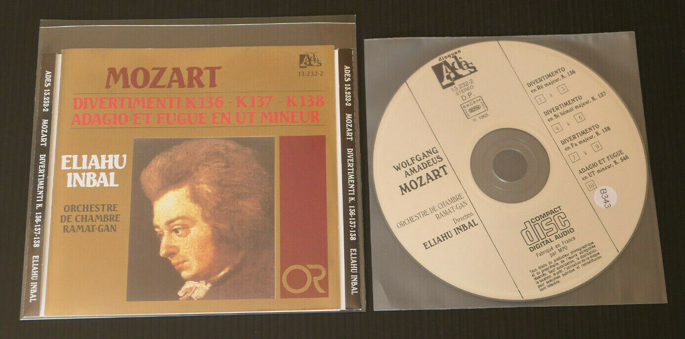 CD MOZART / DIVERTIMENTI / ADAGIO ET FUGUE / ELIAHU INBAL / ADES 1988