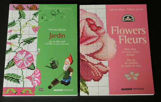 POINT DE CROIX / JARDIN / FLEURS / MANGO PRATIQUE / BRODERIE COUTURE MODELES