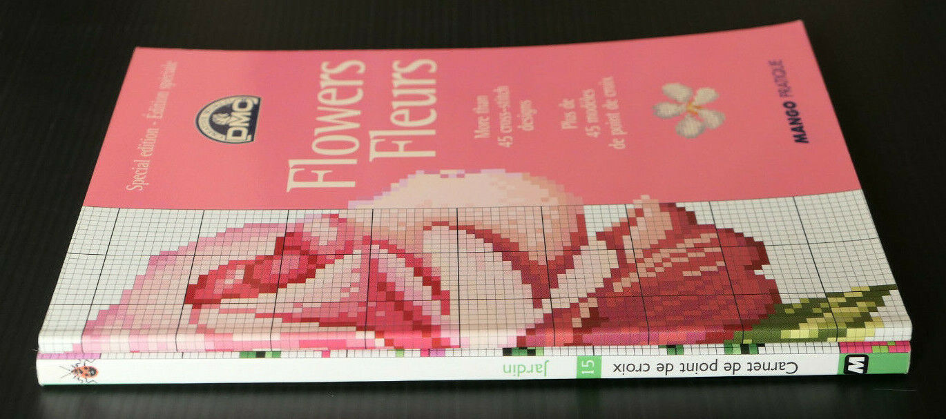 POINT DE CROIX / JARDIN / FLEURS / MANGO PRATIQUE / BRODERIE COUTURE MODELES