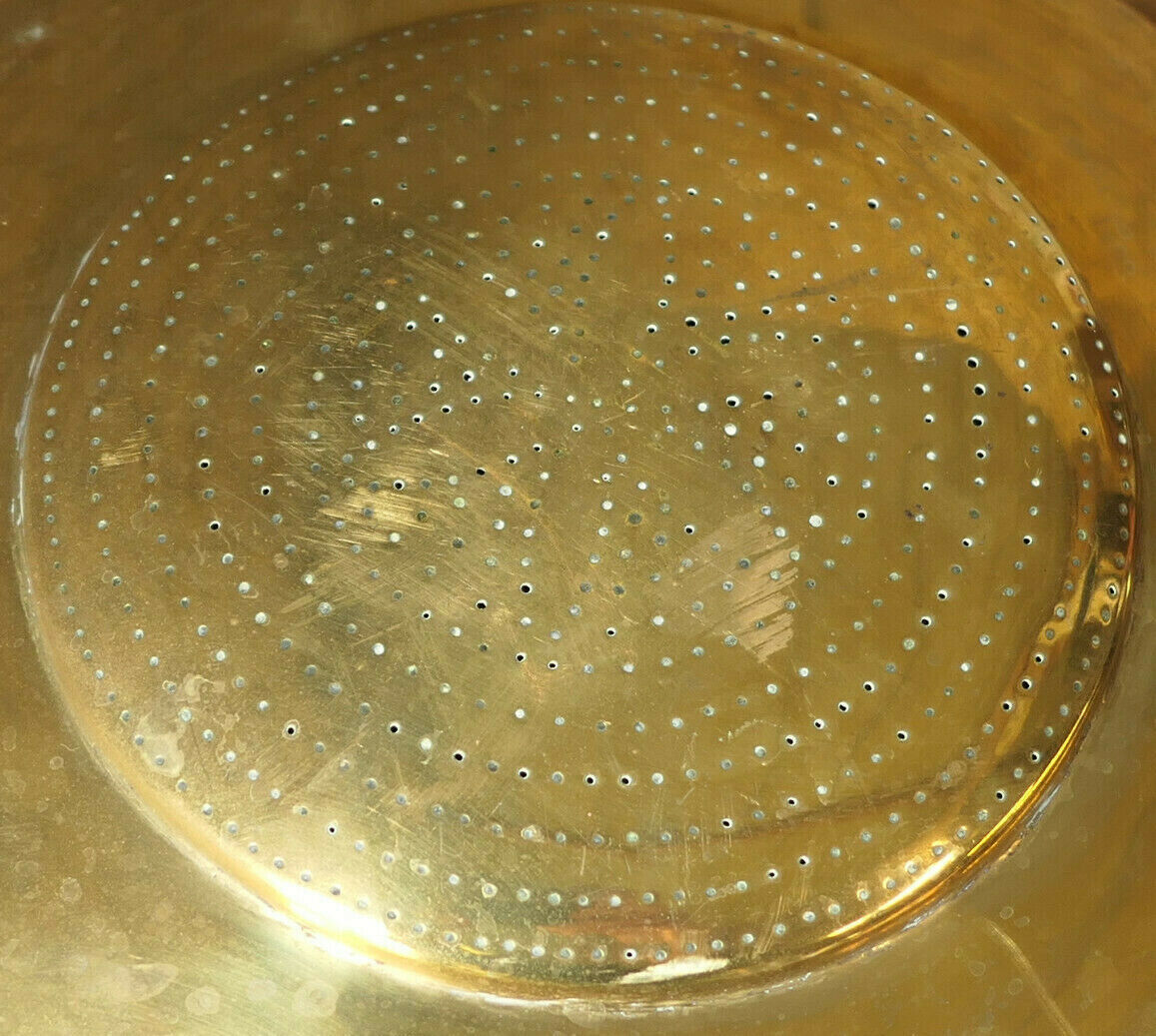 OLD YELLOW COPPER BRASS COLANDER 19TH CENTURY KITCHEN DECORATION