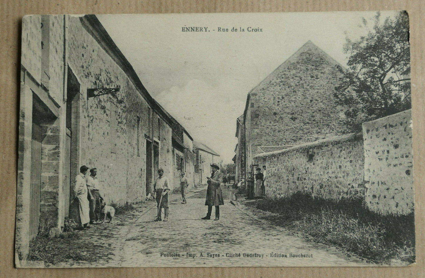 CPA CARTE POSTALE ANCIENNE NOIR & BLANC / ENNERY RUE DE LA CROIX