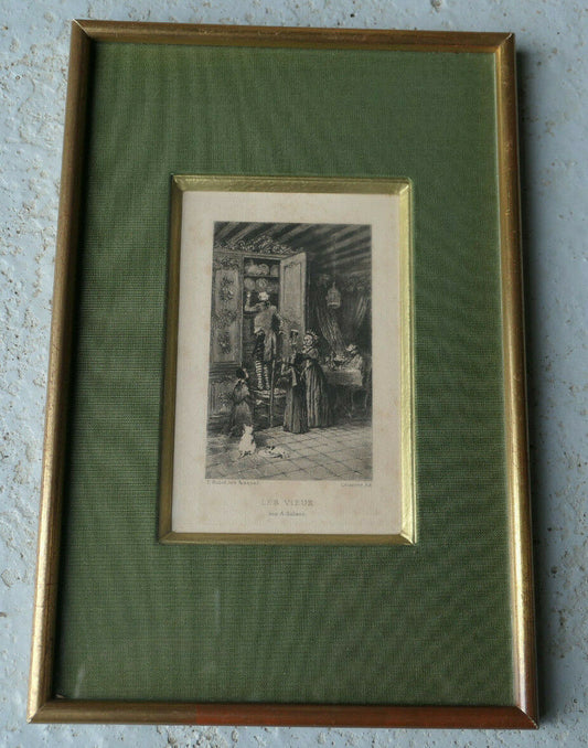 ANCIENNE GRAVURE EAU FORTE SIGNEE FELIX BUHOT LES VIEUX LEMERRE EDITEUR