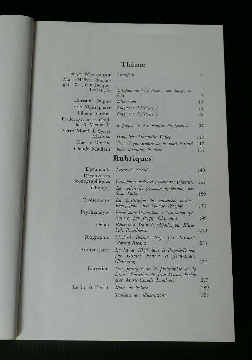 REVUE FRENESIE 6 HISTOIRE PSYCHIATRIE PSYCHANALYSE / FOLIES D'ENFANTS 1988
