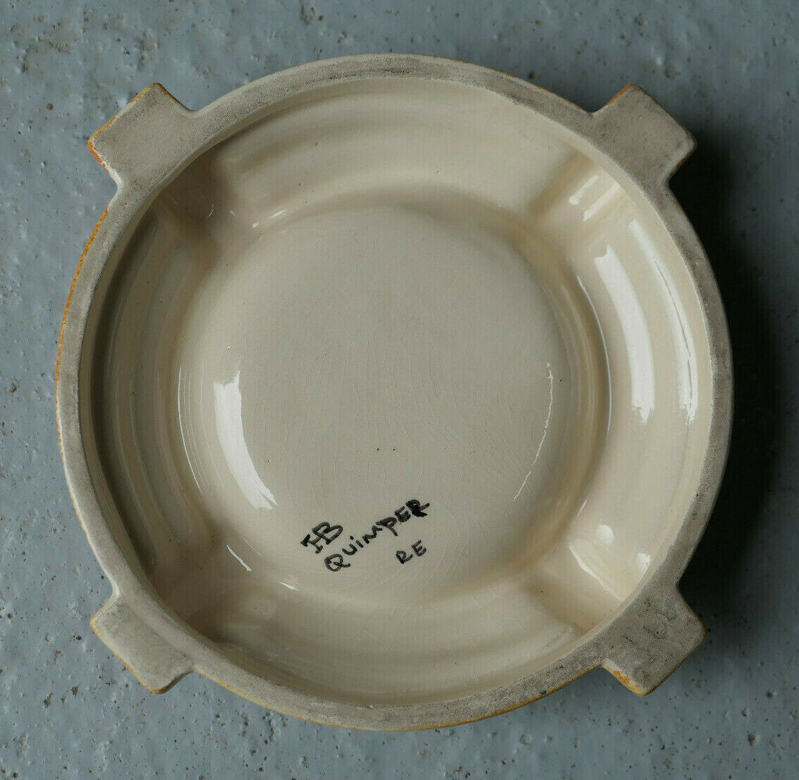 ANCIEN CENDRIER FAIENCE DE QUIMPER HB BRETAGNE DECO