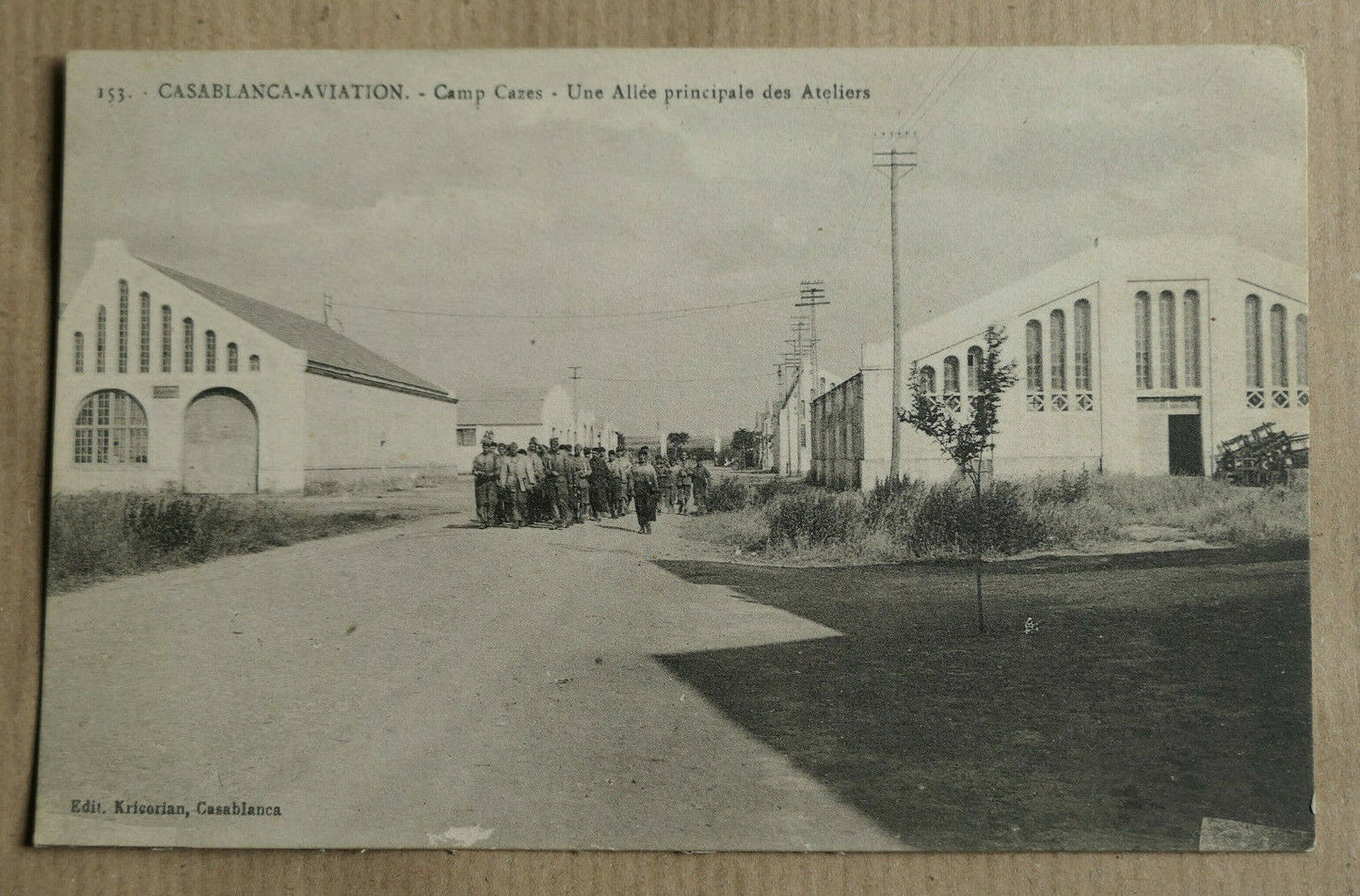 CPA CARTE POSTALE ANCIENNE / CASABLANCA-AVIATION CAMP CAZES ALLEE PRINCIPALE