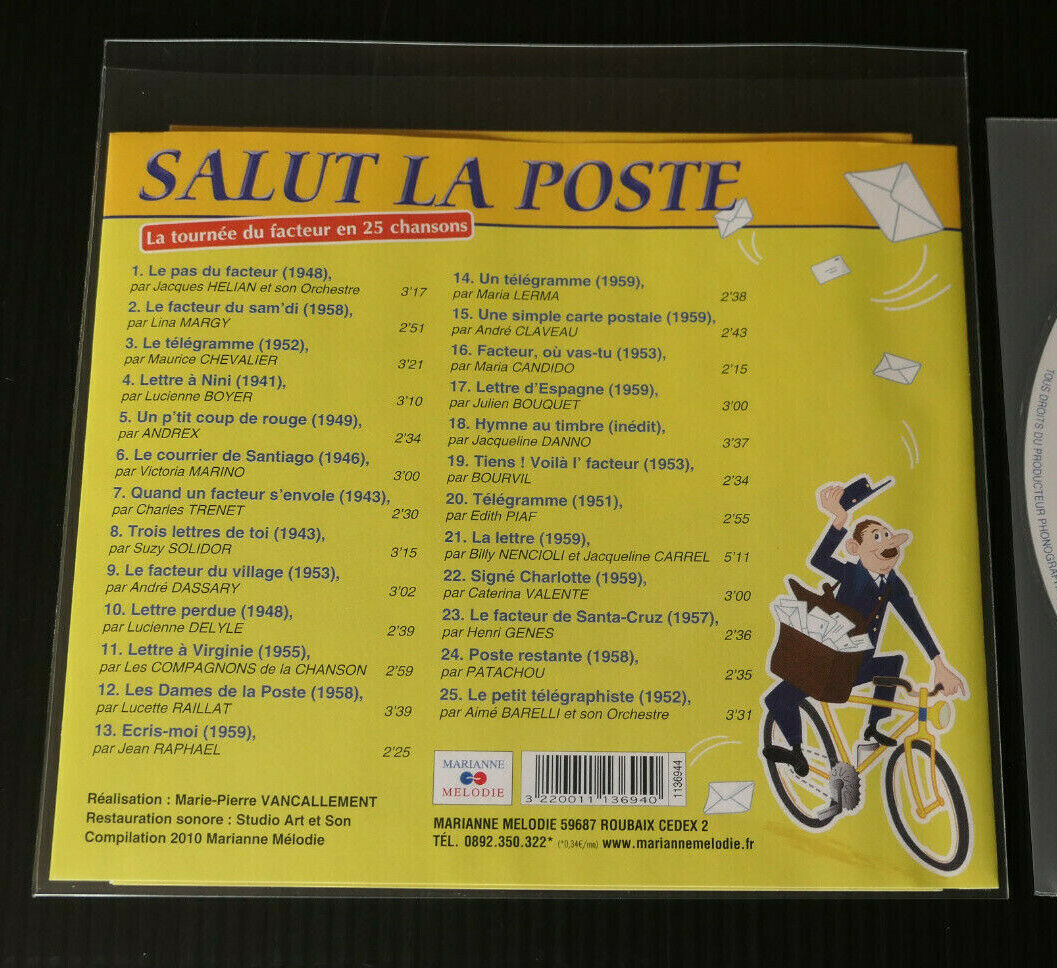 CD SALUT LA POSTE / COMPILATION CHANSON FRANCAISE 25 TITRES / FACTEUR / 2010
