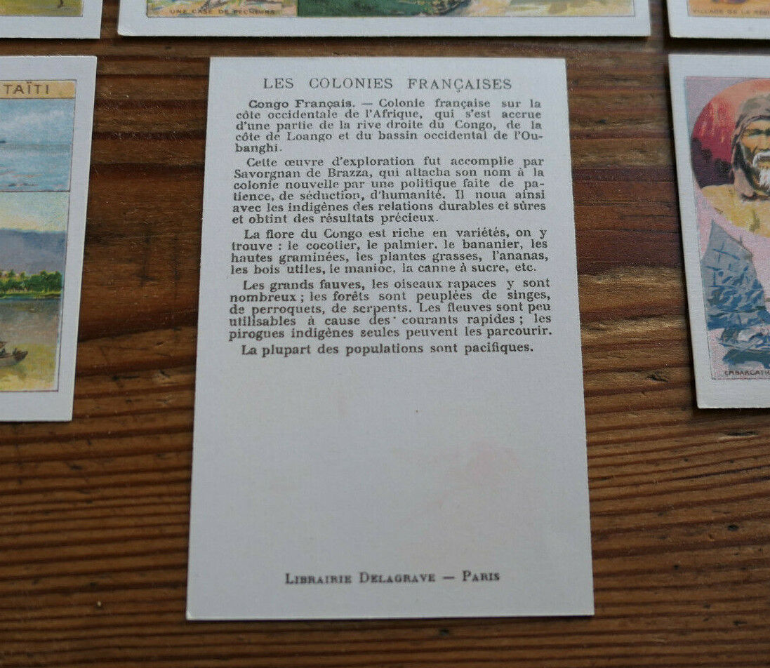 ANCIENNE IMAGE D'ECOLE SCOLAIRE LIBRAIRIE DELAGRAVE 28 CHROMOS COLONIES