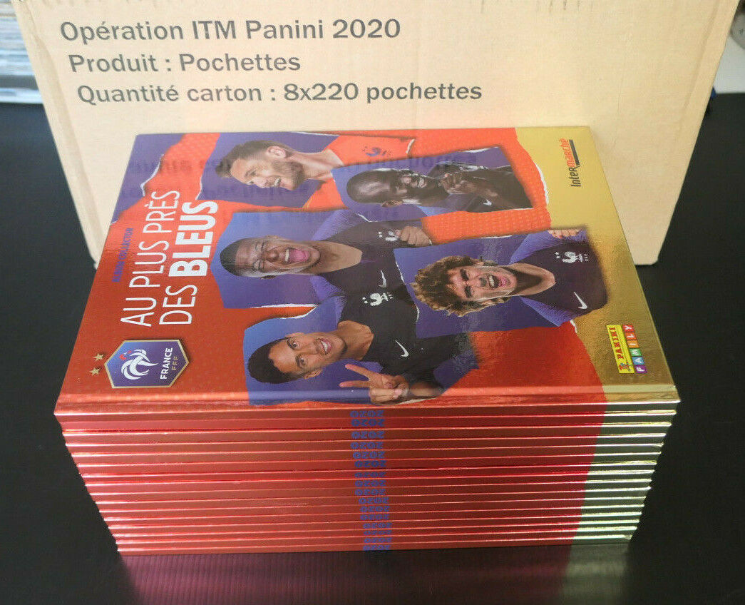 PANINI INTERMARCHE FFF FOOTBALL GROS LOT 15 ALBUMS NEUFS + 8 CARTONS POCHETTES