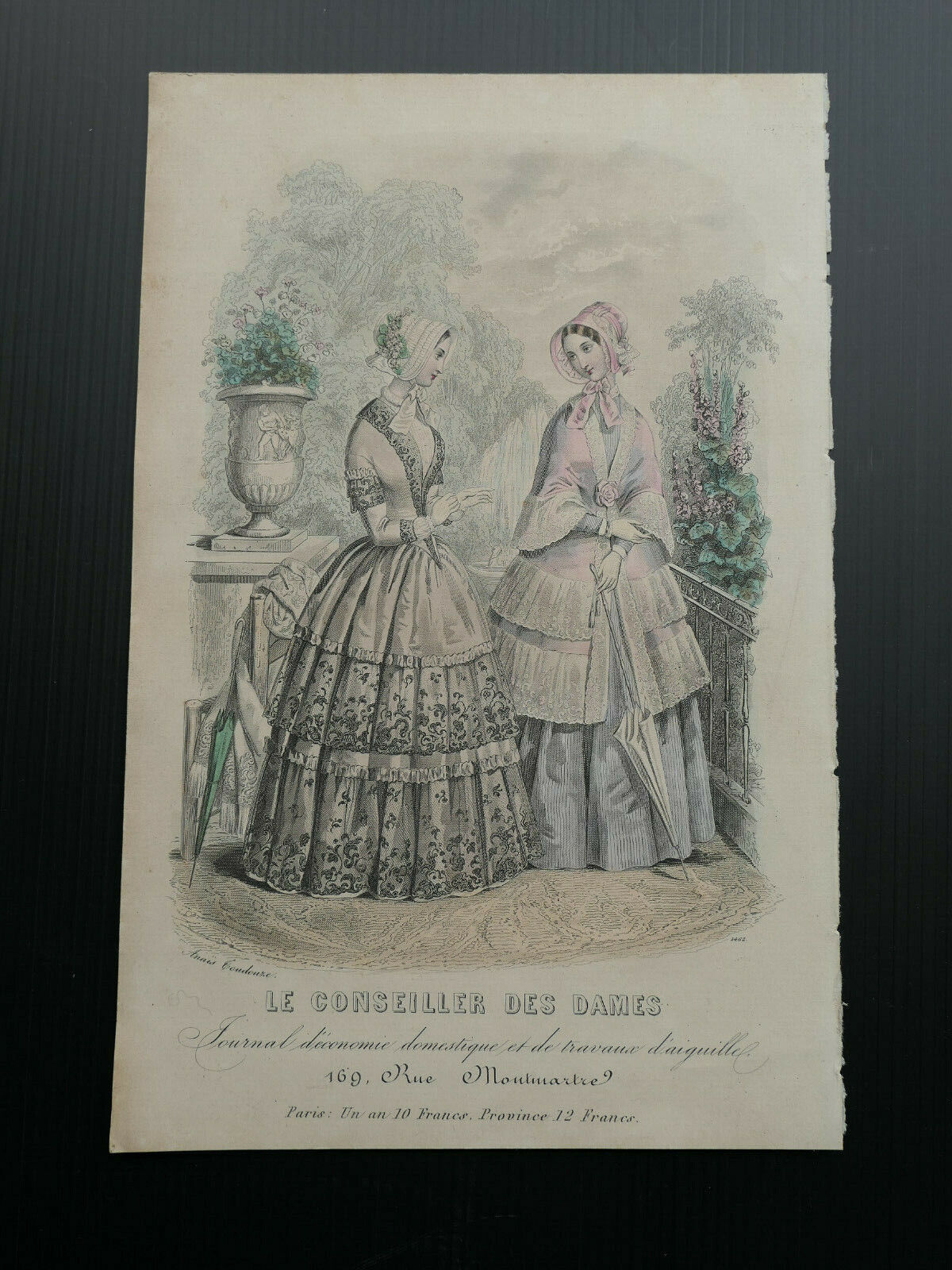 MAGASIN DES DEMOISELLES / FRENCH MODE / ENGRAVING HAND COLOURED