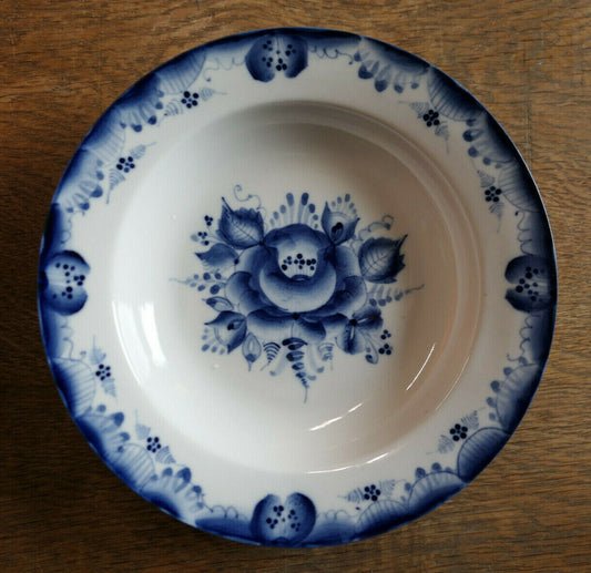 ASSIETTE HANDPAINTED HANDMADE RUSSIA BLUE PLATE DECORATIVE FLOWERS VINTAGE PLATE