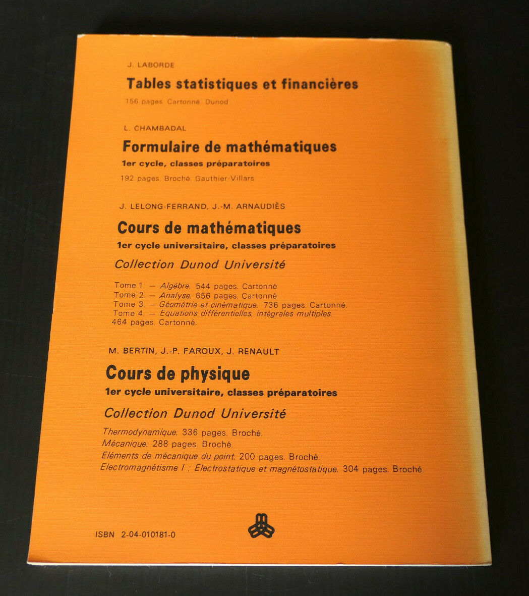 TABLES NUMERIQUES DE FONCTIONS ELEMENTAIRES / LABORDE DUNOD 1979 MATHEMATIQUES