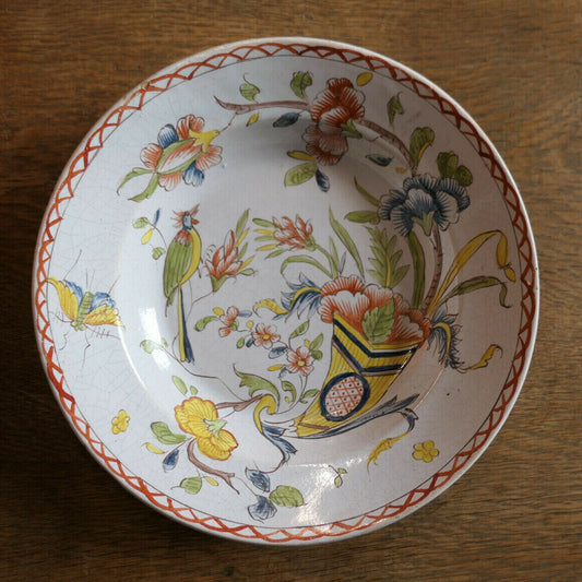 ASSIETTE CREUSE EN FAIENCE CERAMIQUE CRAQUELEE MOUSTIERS OU MARTRES TOLOSANE