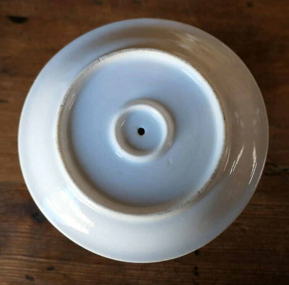 ANCIEN COQUETIER AVEC COUPELLE DECOR FLORAL PEINT A LA MAIN HANDPAINTED EGGCUP