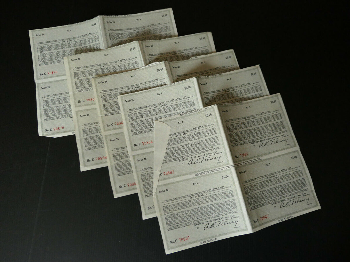 LOT RECEIPT BANKERS TRUST COMPANY 1923 1924 BOND PLAN AND AGREEMENT 1922 USA NY
