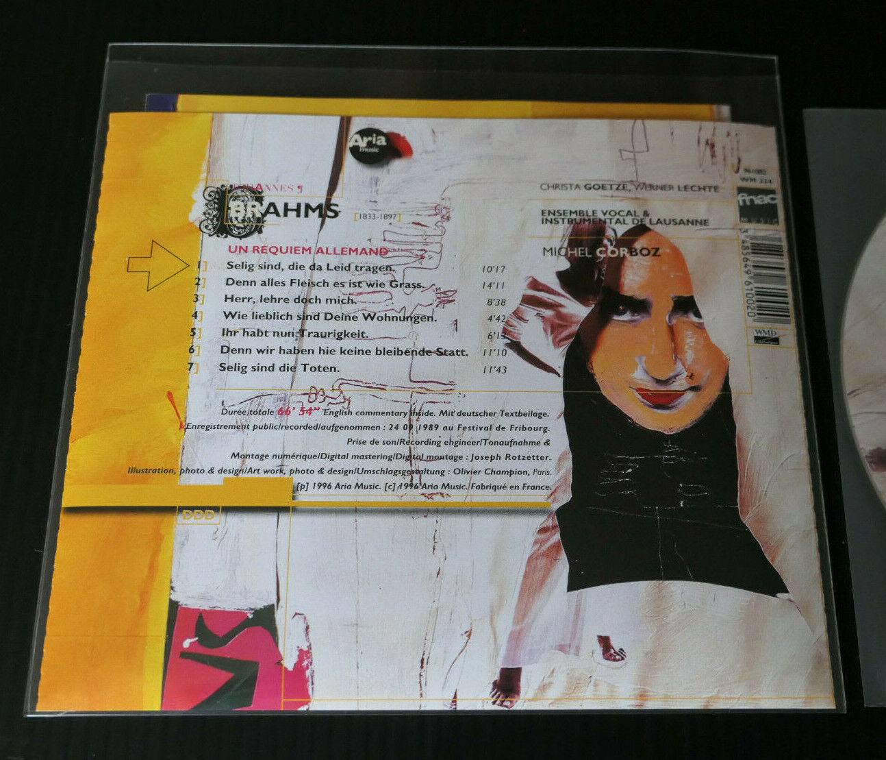 CD BRAHMS UN REQUIEM ALLEMAND / MICHEL CORBOZ / LIVE 1989 FESTIVAL FRIBOURG