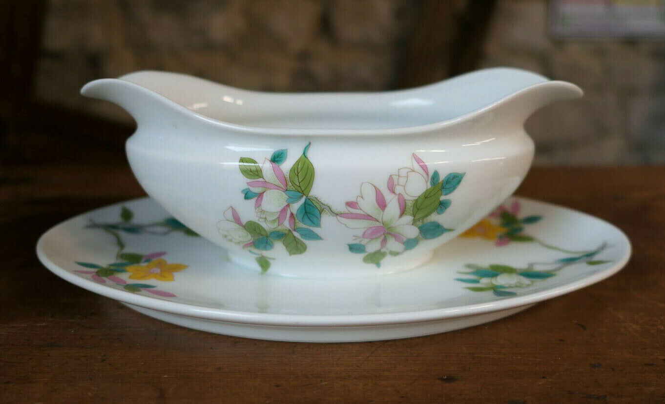 SAUCIERE PORCELAINE DE LIMOGES MAGNOLIA VIEUX CHINE 18e SIECLE LIMOUGEAUDS