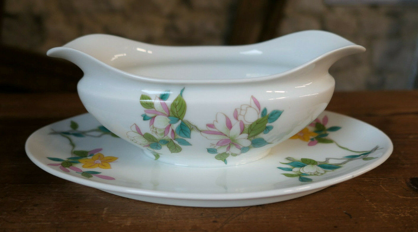 SAUCIERE PORCELAINE DE LIMOGES MAGNOLIA VIEUX CHINE 18e SIECLE LIMOUGEAUDS