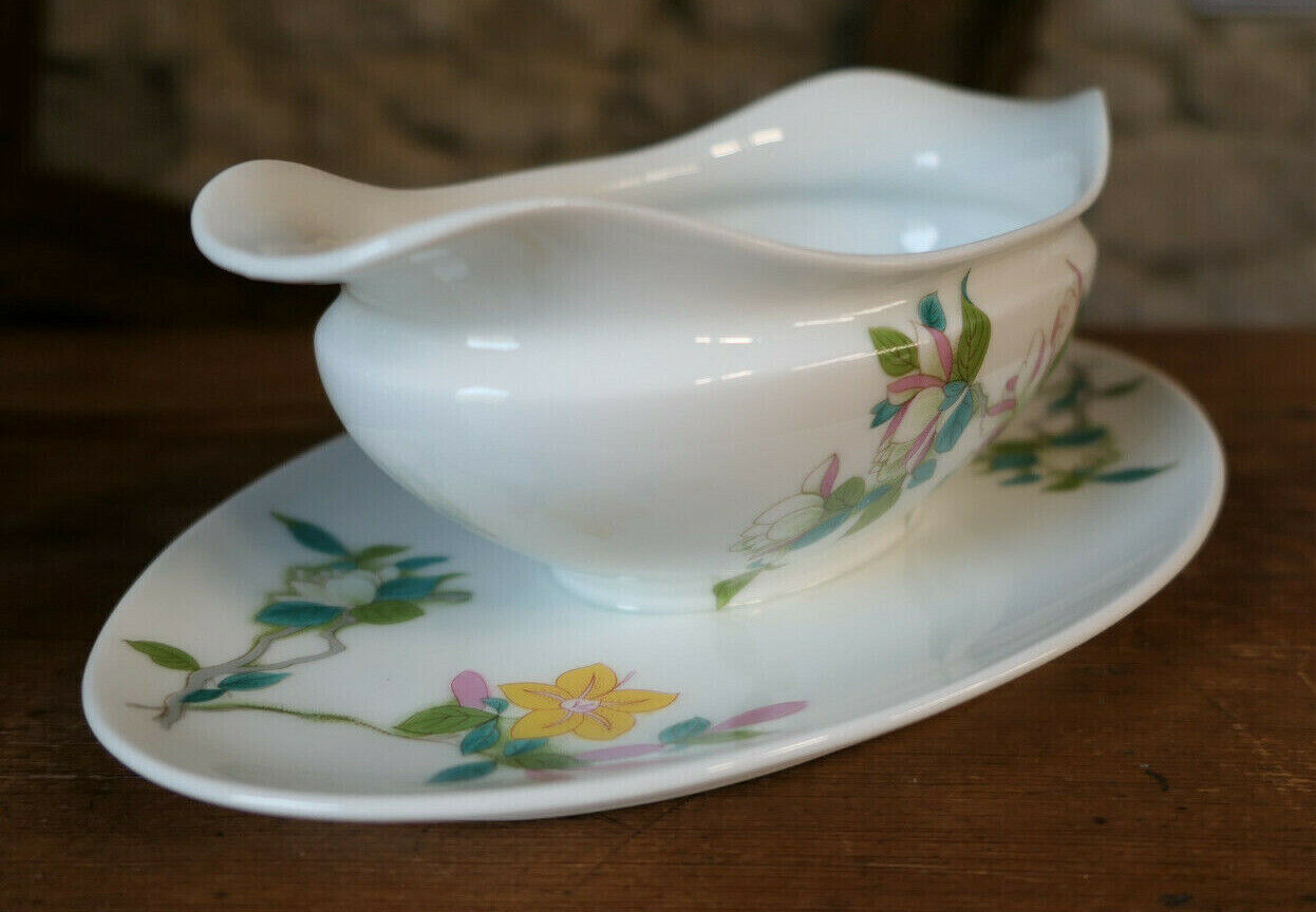 SAUCIERE PORCELAINE DE LIMOGES MAGNOLIA VIEUX CHINE 18e SIECLE LIMOUGEAUDS