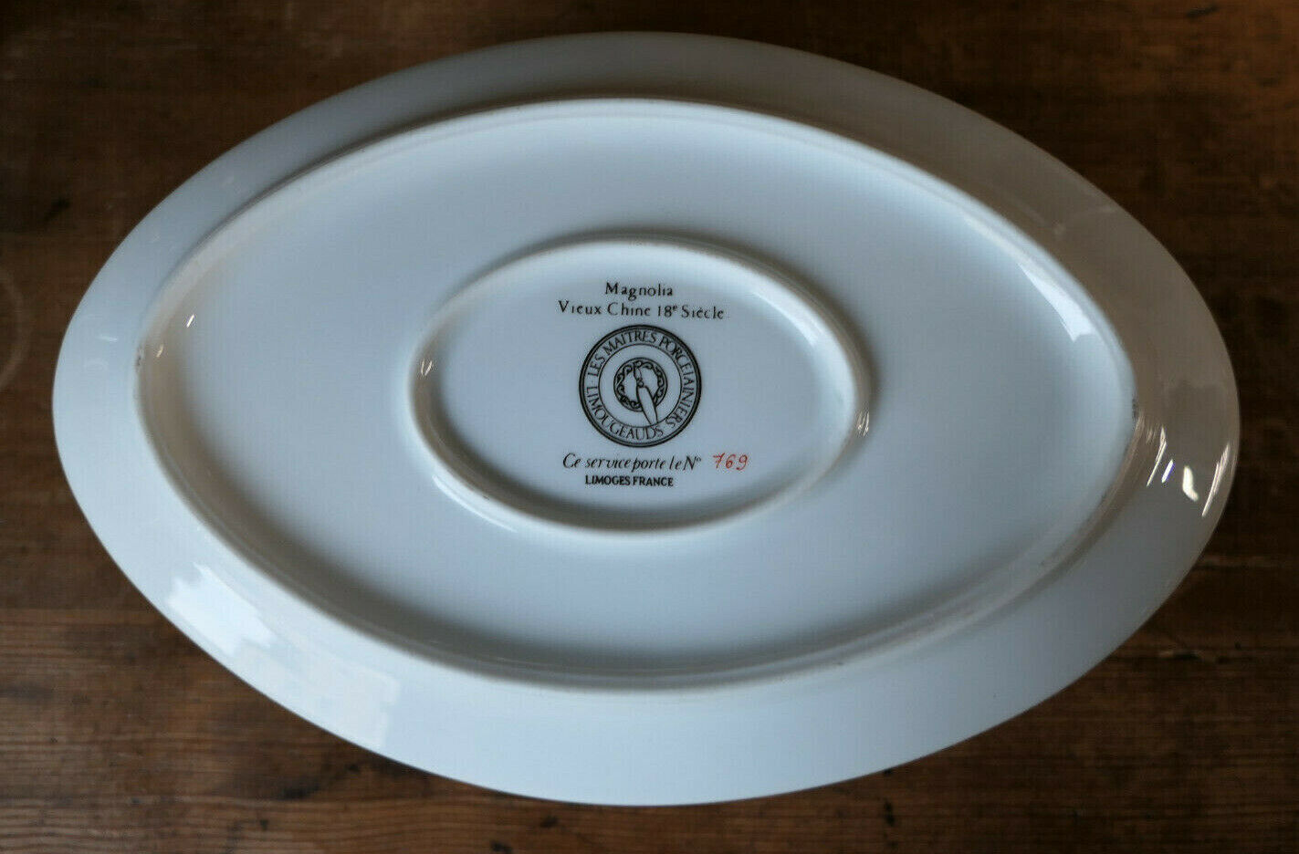 SAUCIERE PORCELAINE DE LIMOGES MAGNOLIA VIEUX CHINE 18e SIECLE LIMOUGEAUDS