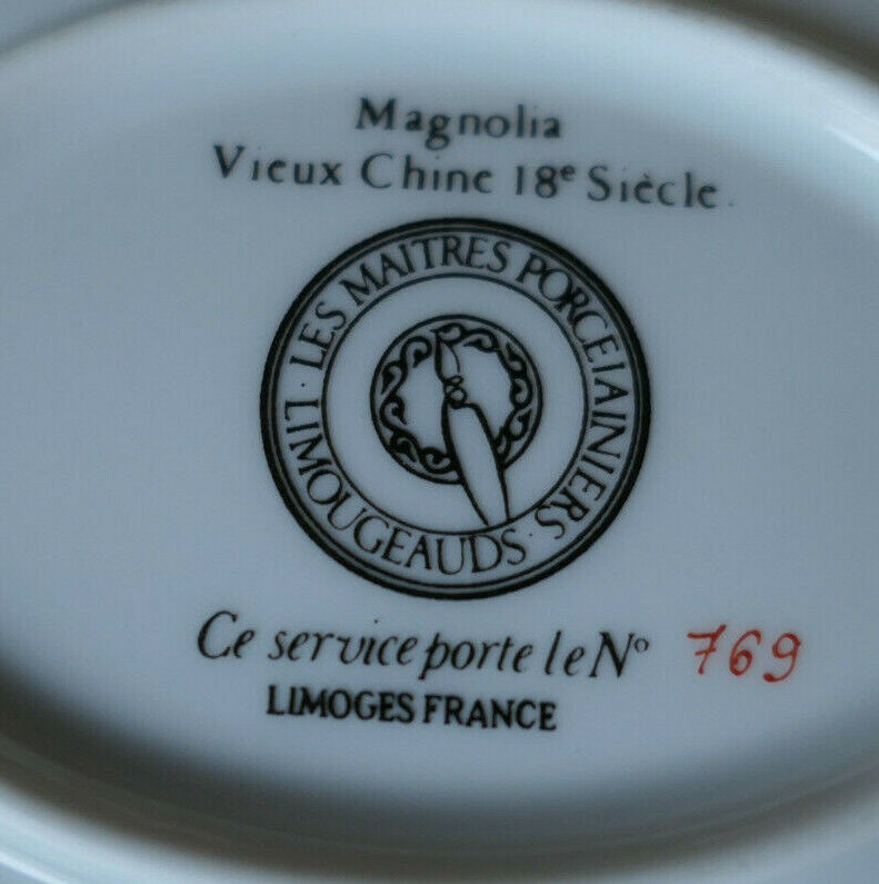 SAUCIERE PORCELAINE DE LIMOGES MAGNOLIA VIEUX CHINE 18e SIECLE LIMOUGEAUDS