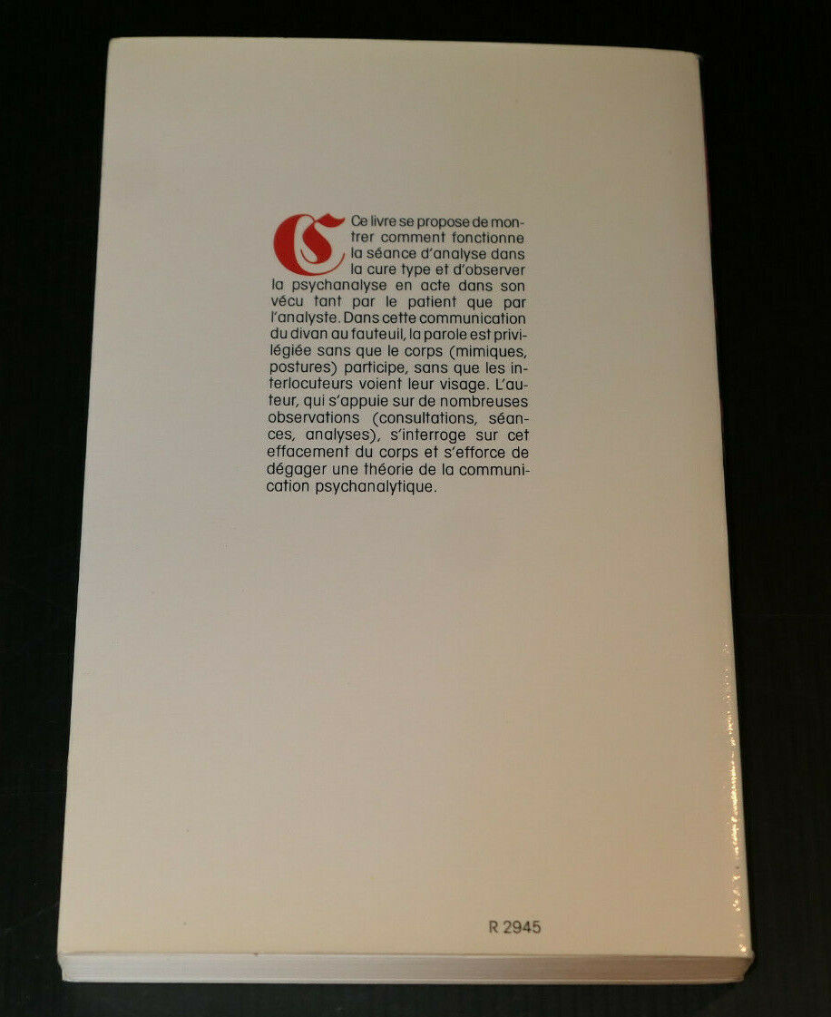 LA SEANCE DE PSYCHANALYSE / DR PIERRE DAVID / ANALYSE ARMAND COLIN 1981