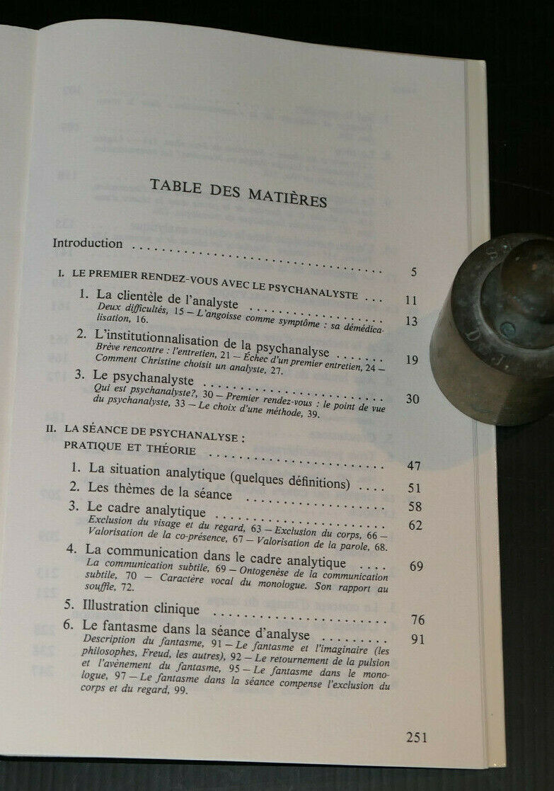 LA SEANCE DE PSYCHANALYSE / DR PIERRE DAVID / ANALYSE ARMAND COLIN 1981