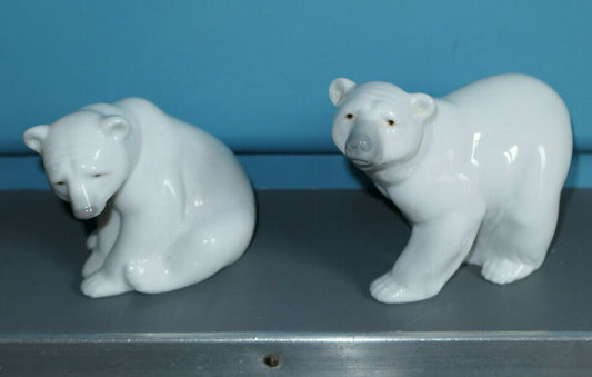 OURS POLAIRE PORCELAINE LOT 2 POLAR BEARS LLADRO SPAIN PORCELAIN
