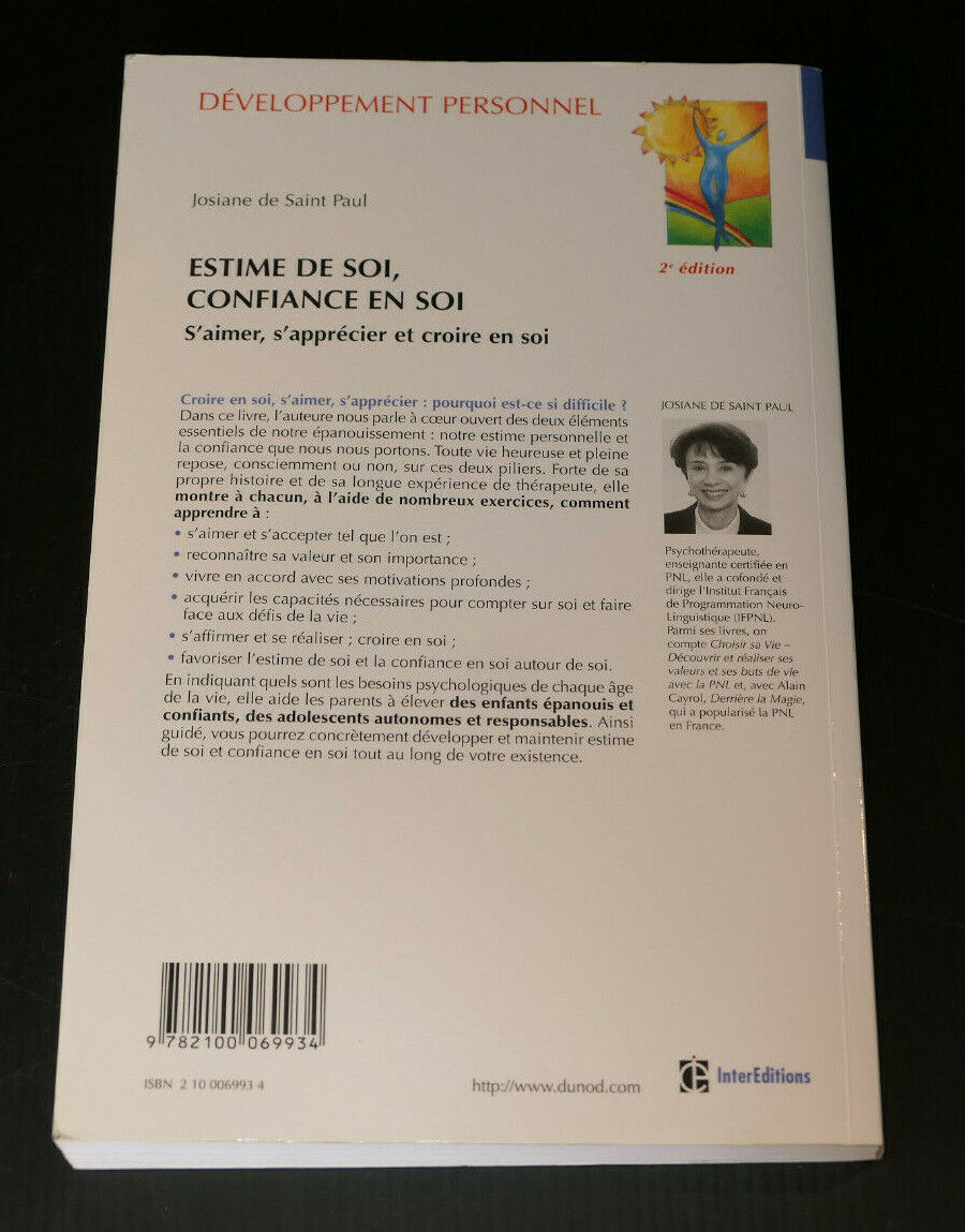 ESTIME DE SOI CONFIANCE EN SOI / JOSIANE DE SAINT PAUL / DEVELOPPEMENT PERSONNEL
