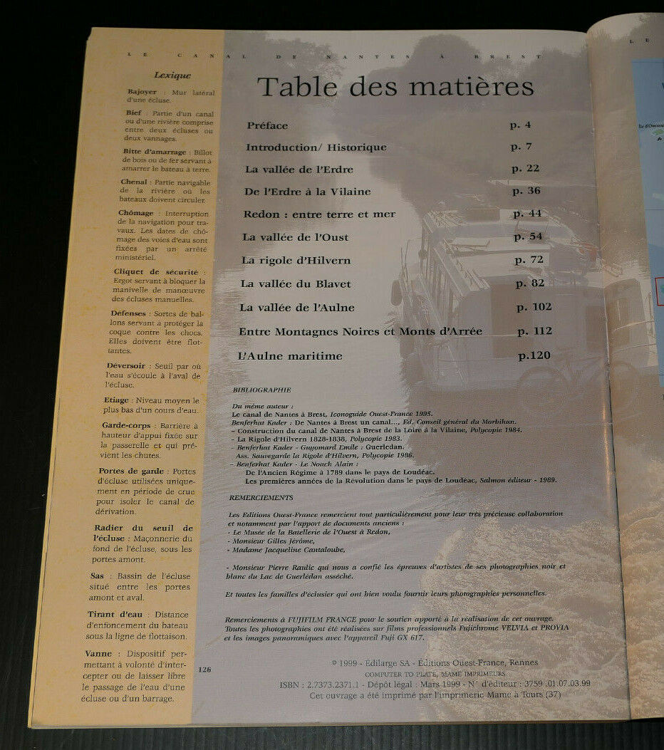 LE CANAL DE NANTES A BREST / EDITIONS OUEST-FRANCE 1999 BRETAGNE