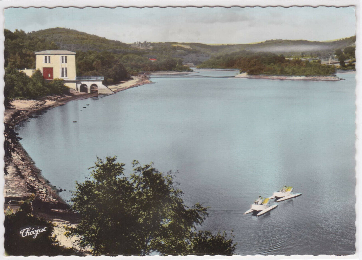 CPSM COLOR POSTCARD PICTURESQUE CORREZE BETWEEN VIAM AND TREIGNAC LAKE