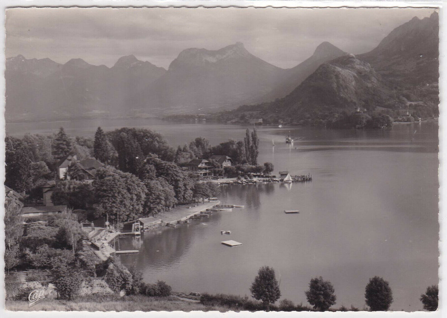 BLACK & WHITE POSTCARD CPSM LAKE ANNECY BAY OF TALLOIRES