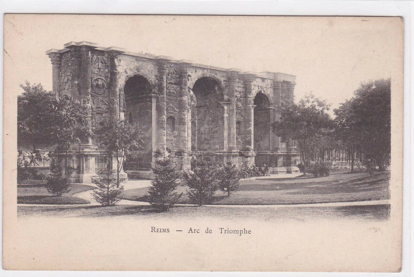CARTE POSTALE ANCIENNE NOIR & BLANC CPA REIMS ARC DE TRIOMPHE