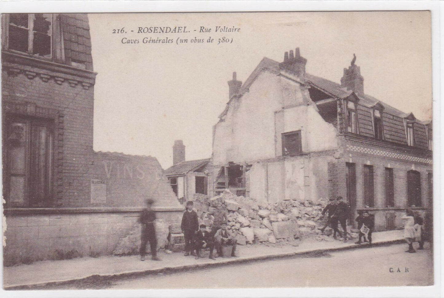 OLD POSTCARD CPA ROSENDAEL RUE VOLTAIRE CAVES GENERALES A 380 SHELL