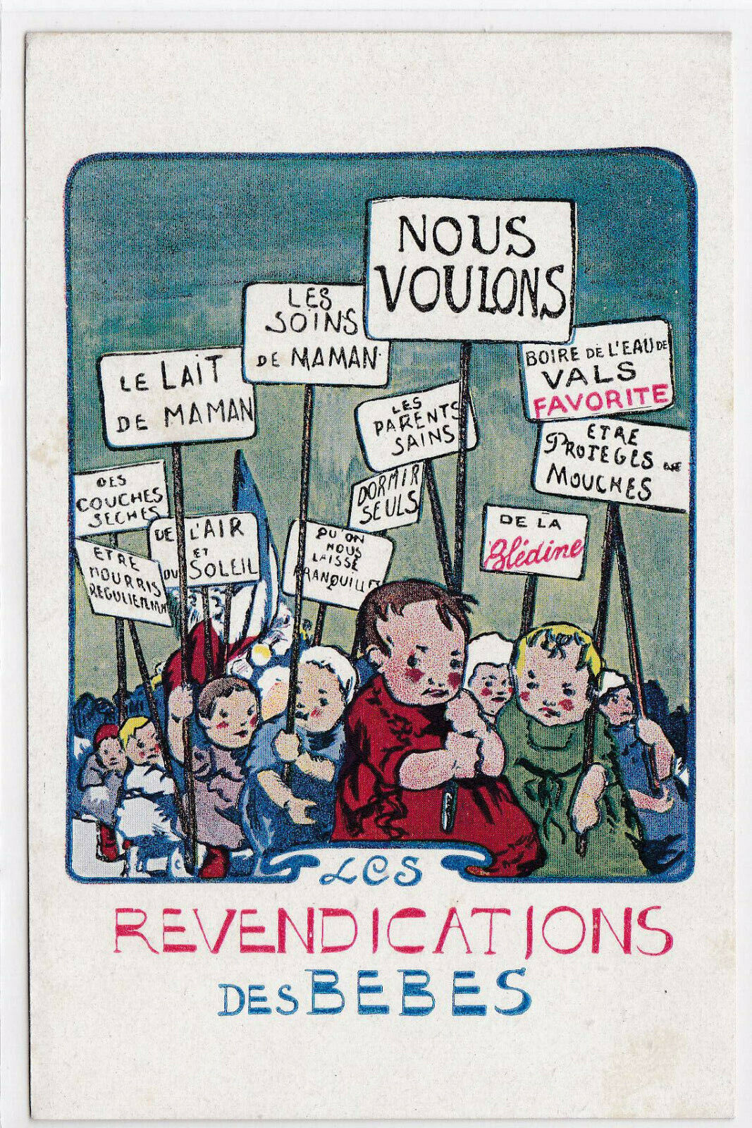 CARTE POSTALE ANCIENNE COULEUR CPA LES REVENDICATIONS DES BEBES
