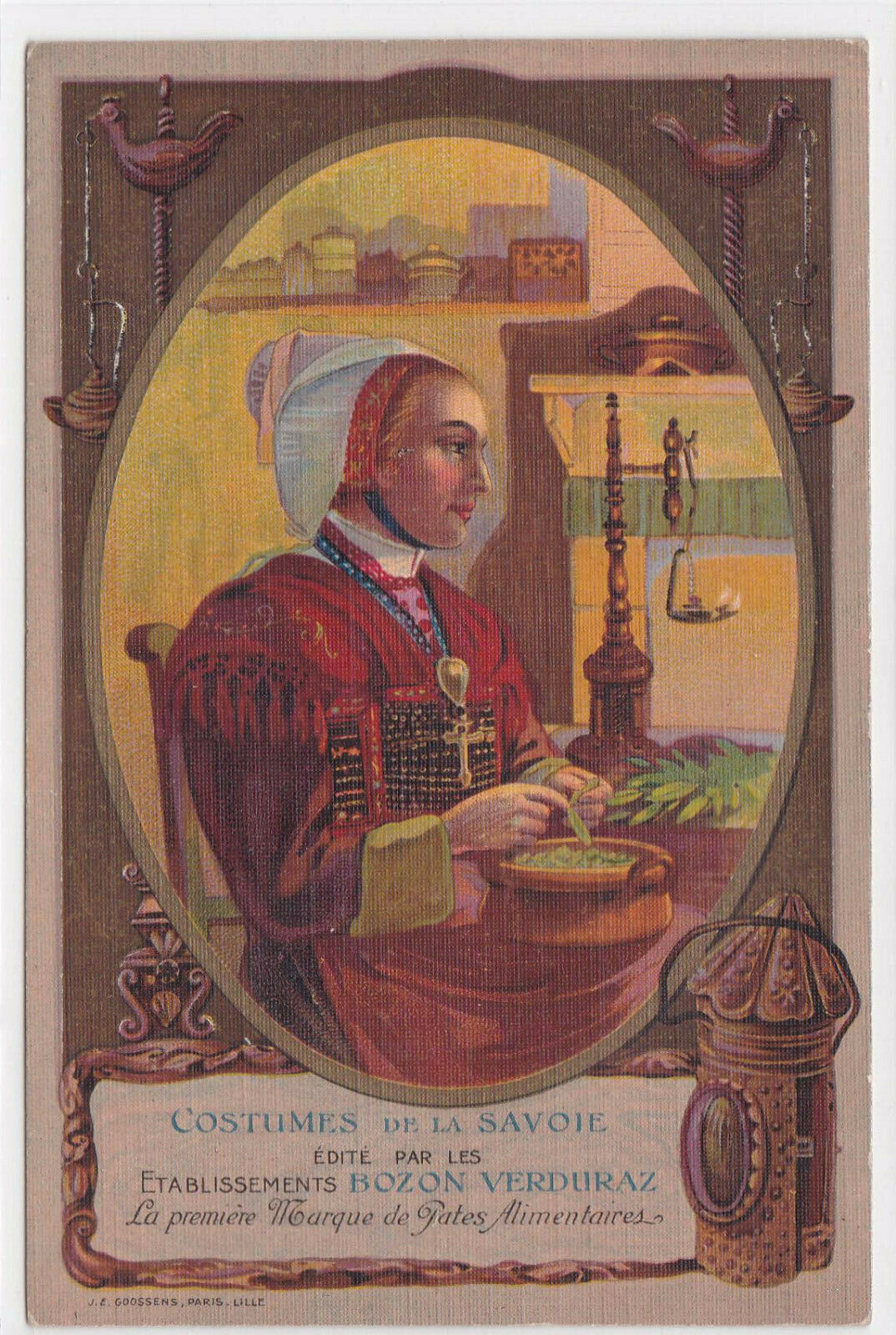 CARTE POSTALE ANCIENNE CPA COSTUMES DE LA SAVOIE PUBLICITE PATES BOZON VERDURAZ