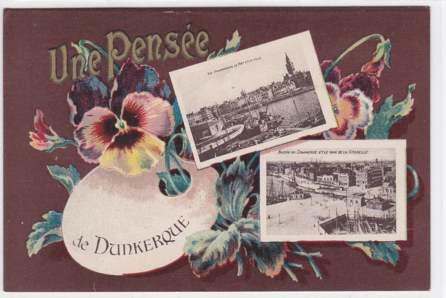 CARTE POSTALE ANCIENNE COULEUR CPA UNE PENSEE DE DUNKERQUE