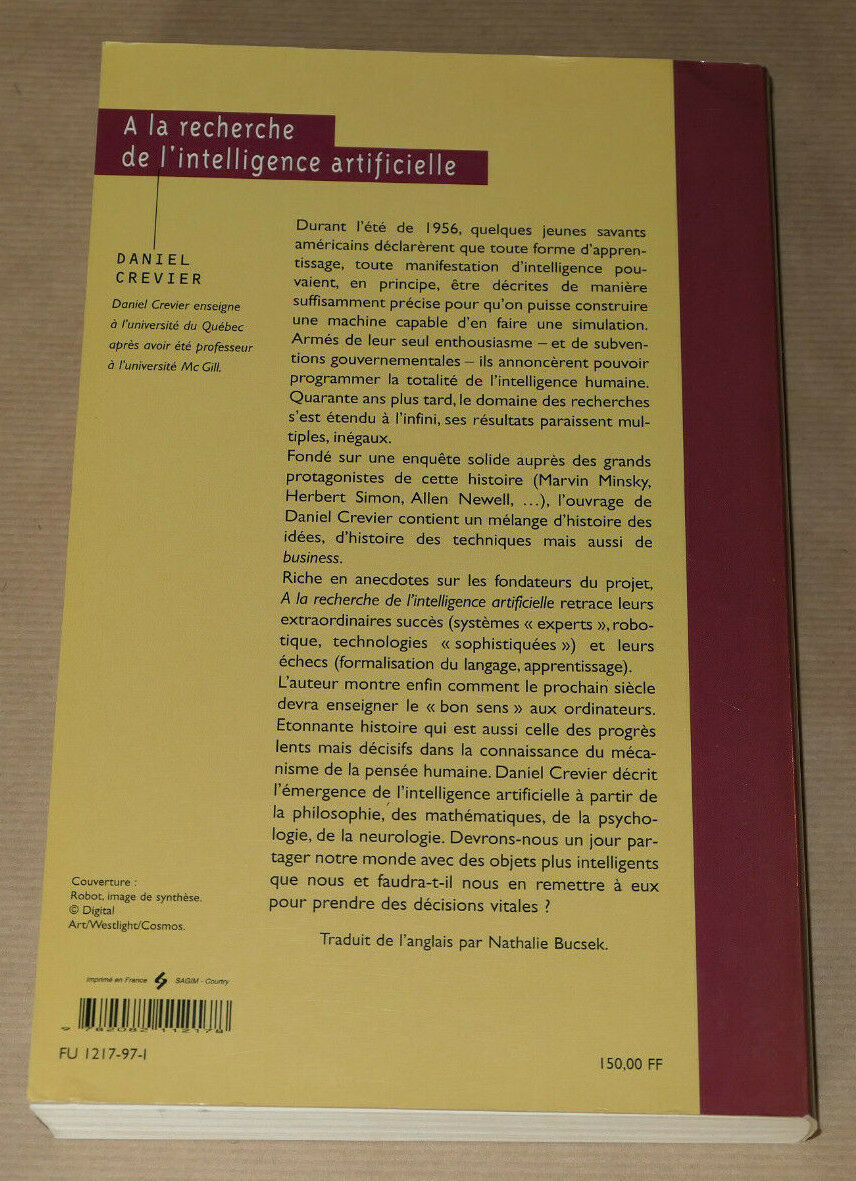 A LA RECHERCHE DE L'INTELLIGENCE ARTIFICIELLE / DANIEL CREVIER / SCIENCE 1997