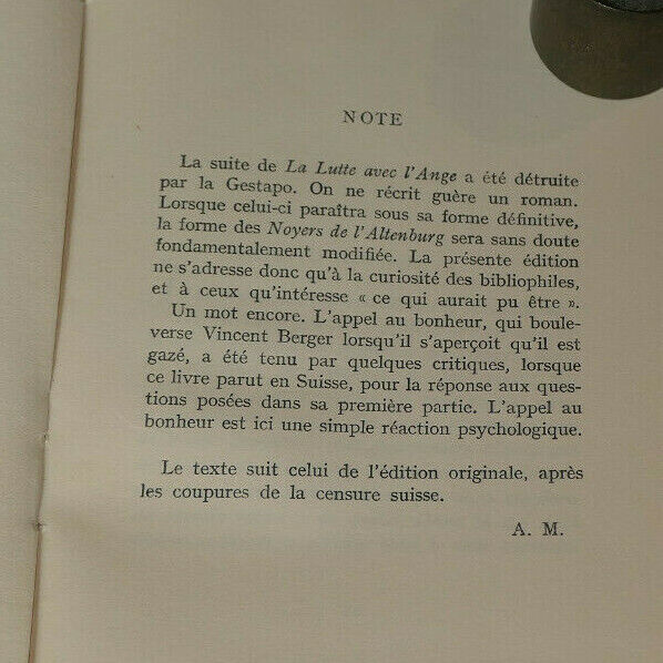 ANDRE MALRAUX / LES NOYERS DE L'ALTENBURG / GALLIMARD NRF EO 1948 ALFA NON COUPE